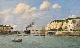 L'entree du port,Dieppe by Eugene Boudin
